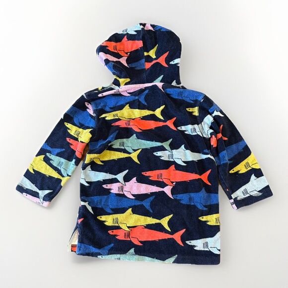 Mini Boden SIze 3-4 Years Shark Towel Swim Cover Blue Hooded - Picture 2 of 6
